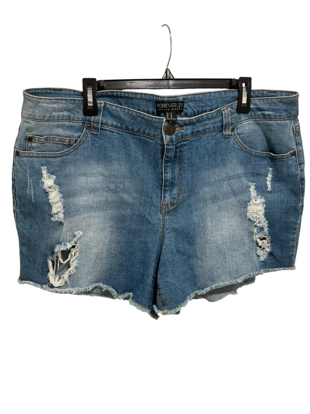 Forever 21 Light Blue Distressed Denim Cutoff Shorts
